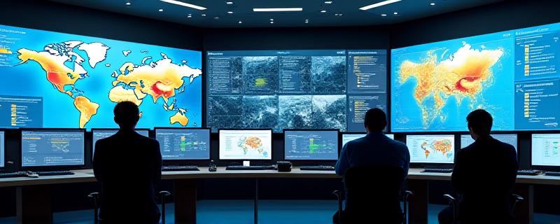 Technician monitoring AI energy grid dashboards